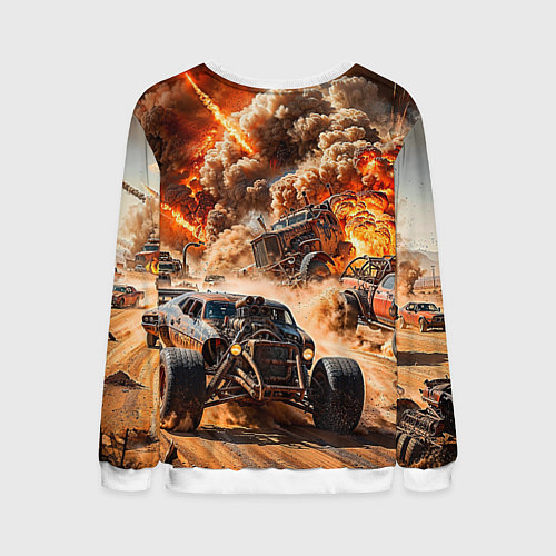 Мужской свитшот Mad Max - explosion cars / 3D-Белый – фото 2