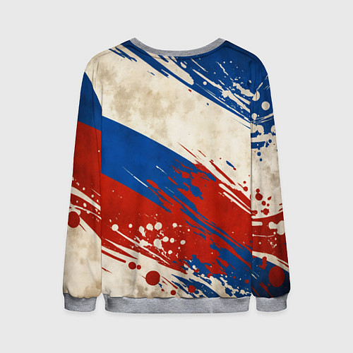 Мужской свитшот Надпись Россия на фоне цветов флага / 3D-Меланж – фото 2