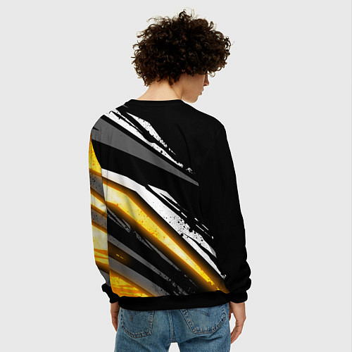 Мужской свитшот Герб России - Жёлтое свечение / 3D-Черный – фото 4