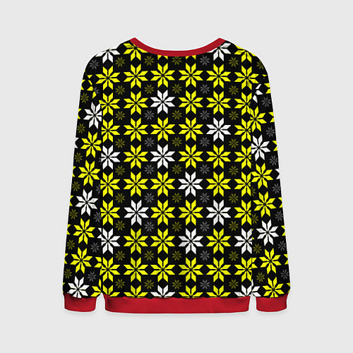Мужской свитшот Жёлто-белые звёзды на чёрном фоне / 3D-Красный – фото 2