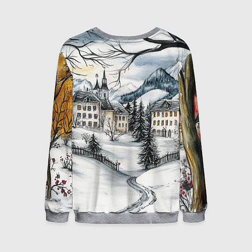 Мужской свитшот Заснеженный старый город / 3D-Меланж – фото 2