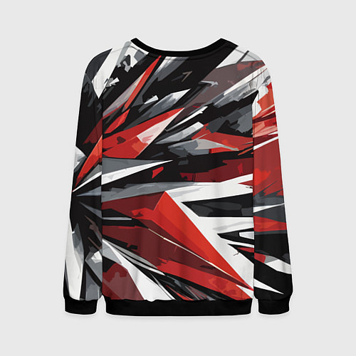 Мужской свитшот Чёрно-красно-белая абстракция / 3D-Черный – фото 2