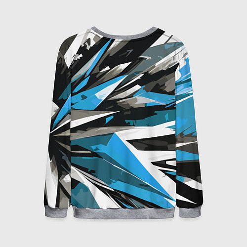 Мужской свитшот Чёрно-сине-белая абстракция / 3D-Меланж – фото 2