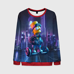 Свитшот мужской Bart Simpson on a gyro scooter - ai art, цвет: 3D-красный