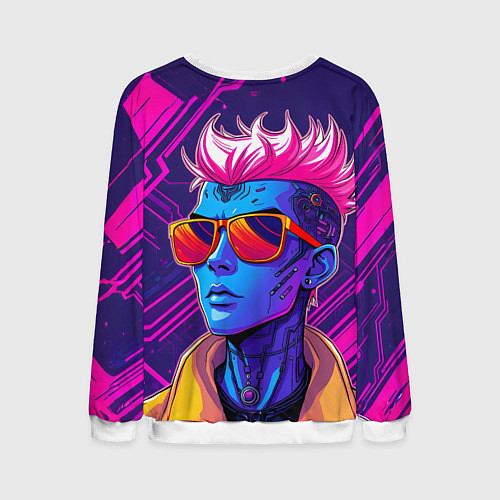 Мужской свитшот Неоновый панк / 3D-Белый – фото 2