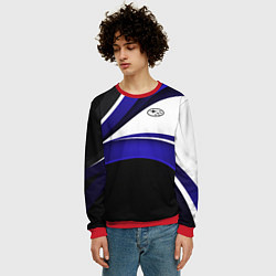 Свитшот мужской Субару - белая волна, цвет: 3D-красный — фото 2