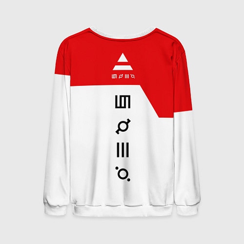 Мужской свитшот 30 Seconds to Mars - red and white / 3D-Белый – фото 2