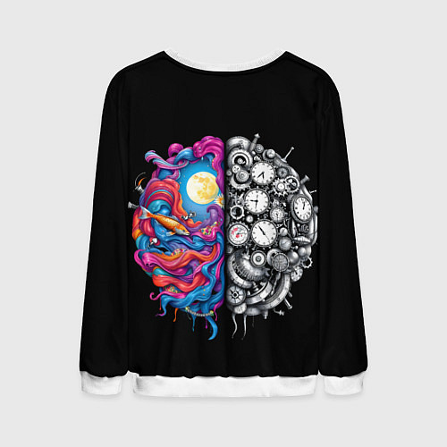 Мужской свитшот Правое и левое полушарие / 3D-Белый – фото 2