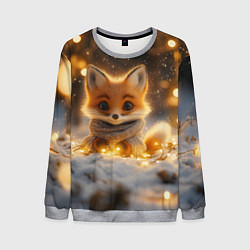 Свитшот мужской Лисичка и огоньки, цвет: 3D-меланж