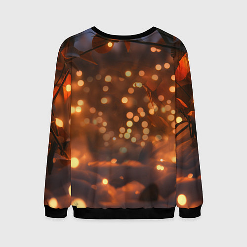 Мужской свитшот Лисичка в желтых огоньках / 3D-Черный – фото 2