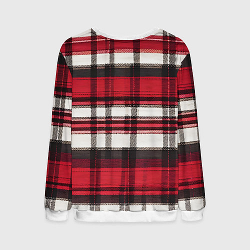 Мужской свитшот Красно-белая ткань в клетку / 3D-Белый – фото 2