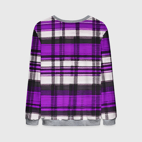 Мужской свитшот Фиолетово-белая ткань в клетку / 3D-Меланж – фото 2