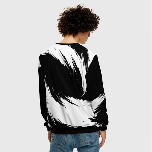 Мужской свитшот Lixiang - белые штрихи / 3D-Черный – фото 4