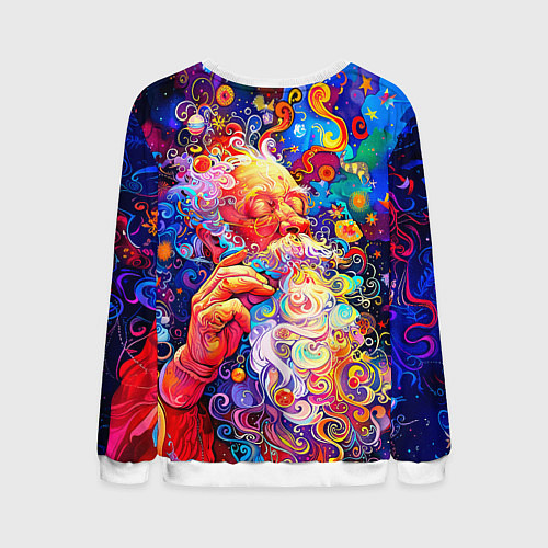 Мужской свитшот Santa Claus: pop-art modern pointillism / 3D-Белый – фото 2