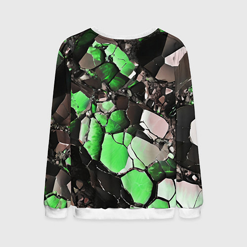 Мужской свитшот Чёрно-зелёный камень / 3D-Белый – фото 2