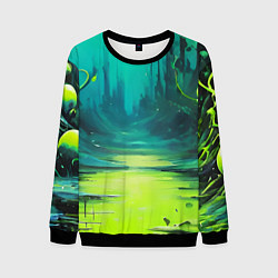 Свитшот мужской Зелёная кислотная абстракция, цвет: 3D-черный