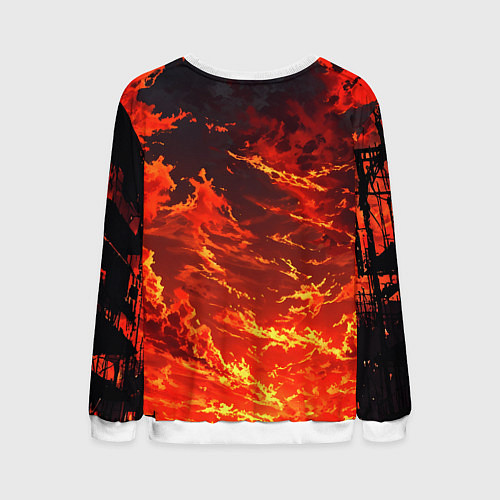Мужской свитшот Багровый огненный закат / 3D-Белый – фото 2