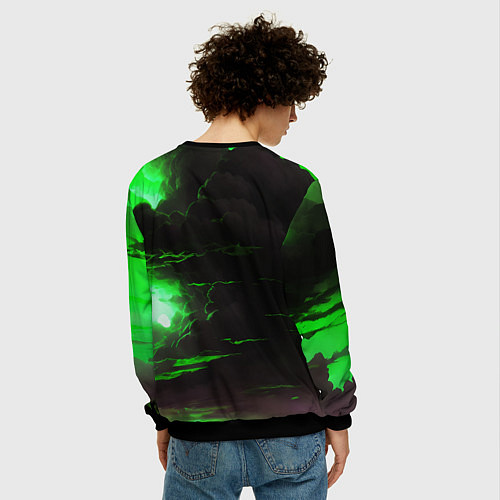Мужской свитшот Кислотный зелёный закат / 3D-Черный – фото 4