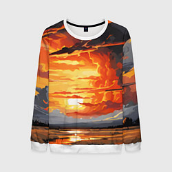 Свитшот мужской Багровый закат, цвет: 3D-белый