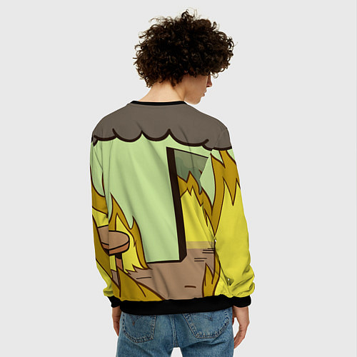 Мужской свитшот This is chill - this is fine мем / 3D-Черный – фото 4