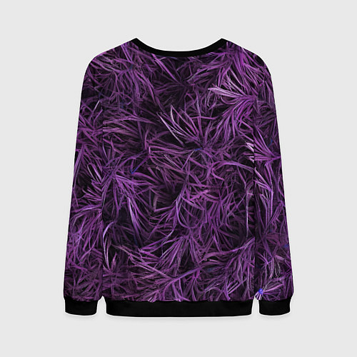 Мужской свитшот Фиолетовая трава на чёрном фоне / 3D-Черный – фото 2