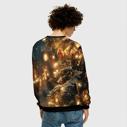Мужской свитшот Змея в новогодней елочке / 3D-Черный – фото 4