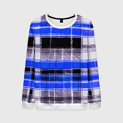 Свитшот мужской Белые полосы на чёрно-синем фоне, цвет: 3D-белый