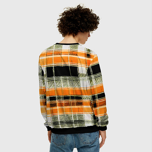 Мужской свитшот Белые полосы на чёрно-жёлтом фоне / 3D-Черный – фото 4