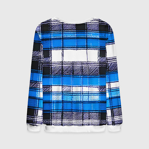 Мужской свитшот Чёрные полосы на сине-белом фоне / 3D-Белый – фото 2