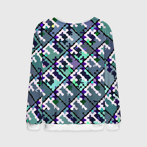 Мужской свитшот Бирюзовый абстрактный паттерн / 3D-Белый – фото 2