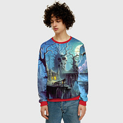 Свитшот мужской Коттедж ведьмы - нейроарт фантазия, цвет: 3D-красный — фото 2