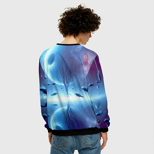 Мужской свитшот Луна и рыбы - нейроарт фантазия / 3D-Черный – фото 4