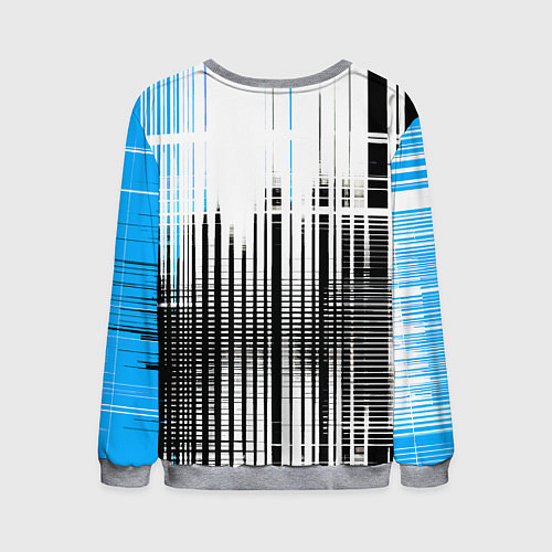 Мужской свитшот Сине-чёрный гранж на белом фоне / 3D-Меланж – фото 2
