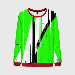 Мужской свитшот Black and white vertical stripes on a green backgr