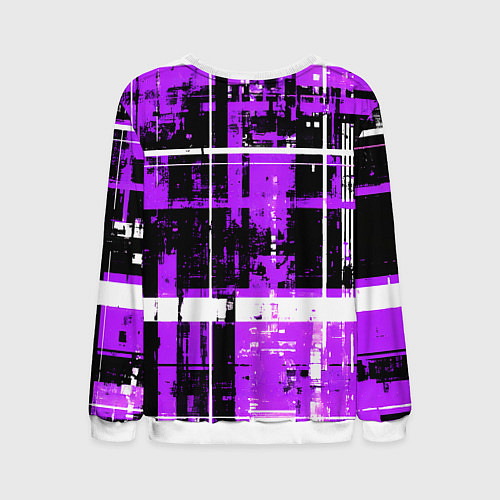 Мужской свитшот Фиолетово-белый гранж на чёрном фоне / 3D-Белый – фото 2
