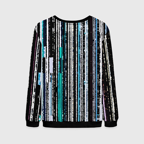 Мужской свитшот Полосатый сине-зелёный рваные полосы / 3D-Черный – фото 2