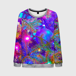 Свитшот мужской Новогоднее свечение гирлянд, цвет: 3D-меланж