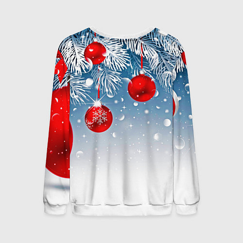 Мужской свитшот Ёлочные ветви с игрушками / 3D-Белый – фото 2