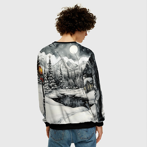 Мужской свитшот Забавная милая змейка 2025 / 3D-Черный – фото 4