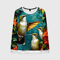 Свитшот мужской Три птички колибри, цвет: 3D-белый