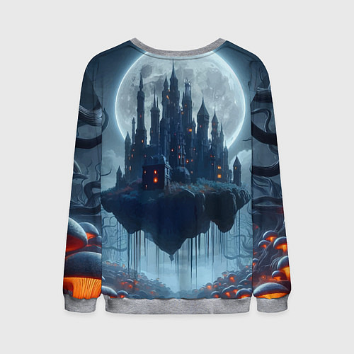 Мужской свитшот Замок Дракулы и неоновые грибы - нейроарт фантазия / 3D-Меланж – фото 2