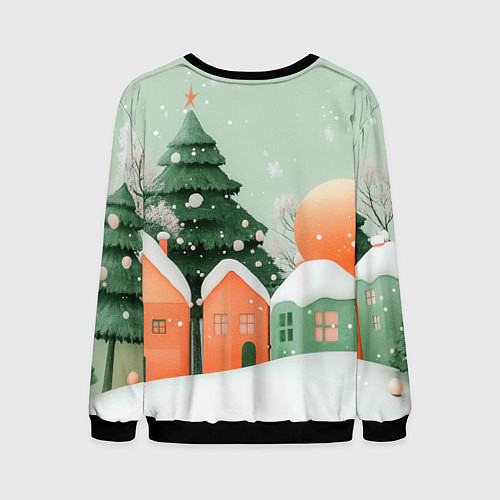 Мужской свитшот Новогодняя змейка в шарфике / 3D-Черный – фото 2