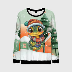 Мужской свитшот Новогодняя змейка в шарфике