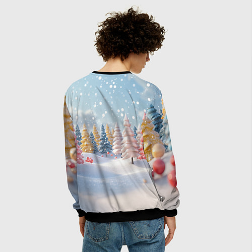 Мужской свитшот Маленькая милая змейка 2025 / 3D-Черный – фото 4