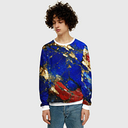Свитшот мужской Золотой и красный минерал в синем камне, цвет: 3D-белый — фото 2