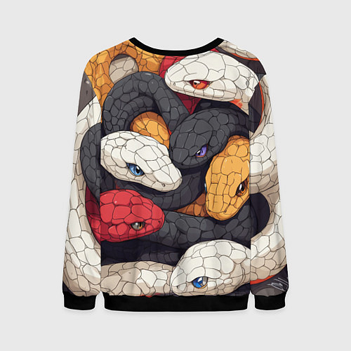 Мужской свитшот Разноцветные змеи / 3D-Черный – фото 2