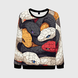 Свитшот мужской Разноцветные змеи, цвет: 3D-черный