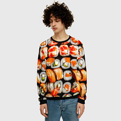 Свитшот мужской Большой сет роллов, цвет: 3D-черный — фото 2