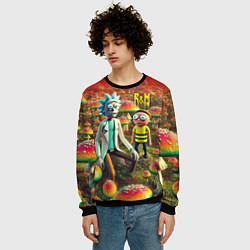 Свитшот мужской Рик и Морти заблудились в мухоморном поле, цвет: 3D-черный — фото 2