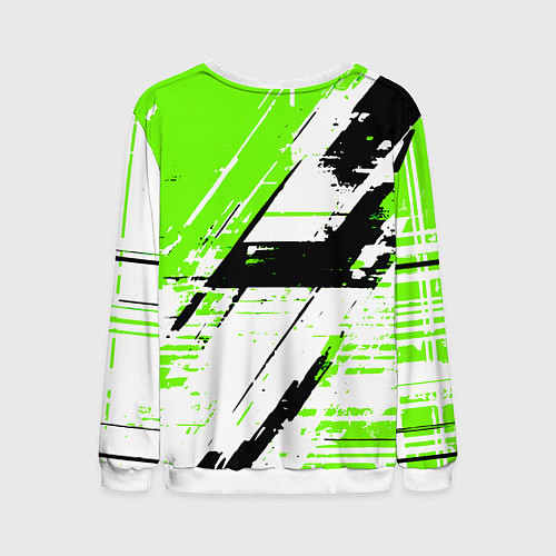 Мужской свитшот Diagonal black and green stripes on a white backgr / 3D-Белый – фото 2